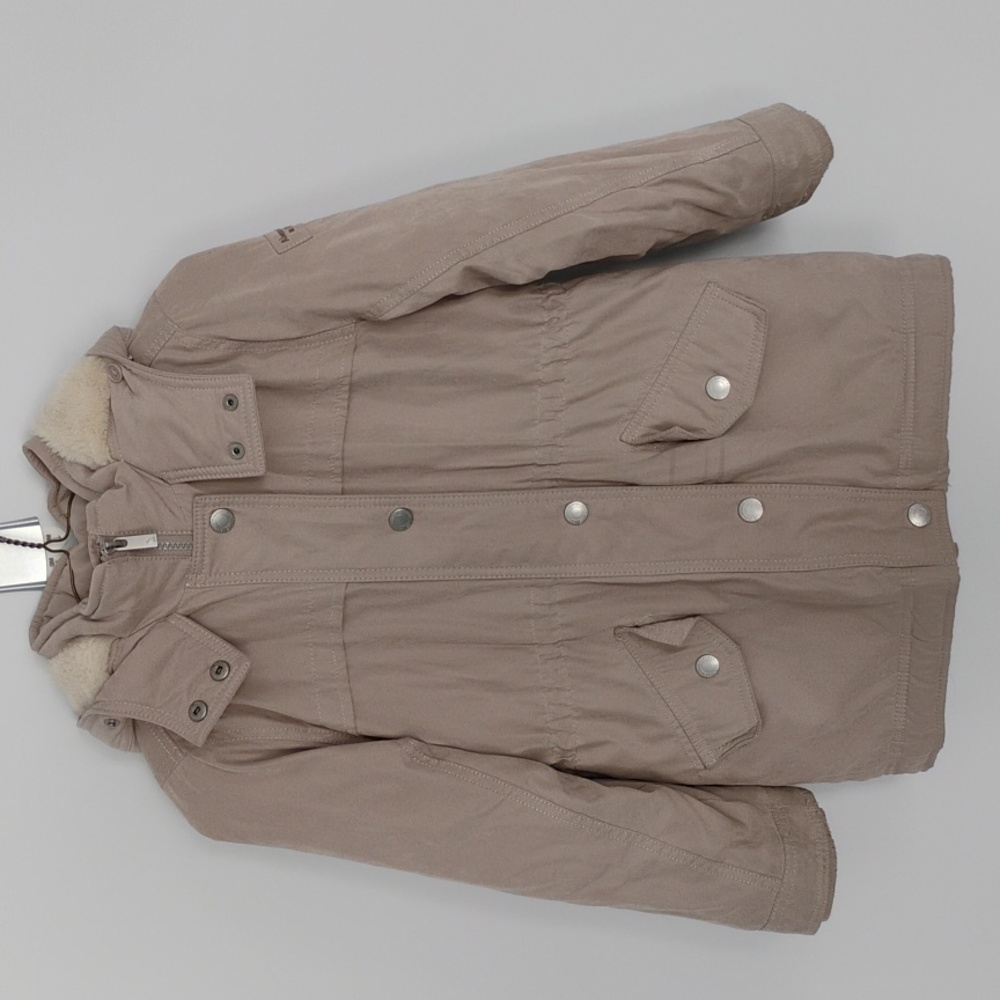 Abercrombie Kids Girls Hooded Parka Faux Sherpa Lining Beige/Light Tan- Size 7/8